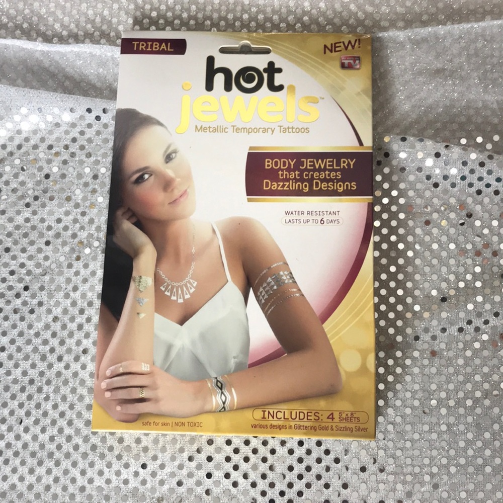 Hot Jewels Metallic Temporary Tribal Print Tattoos
